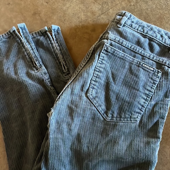 Vintage distressed Sasson blue gray corduroy pants with ankle zips - Picture 11 of 12